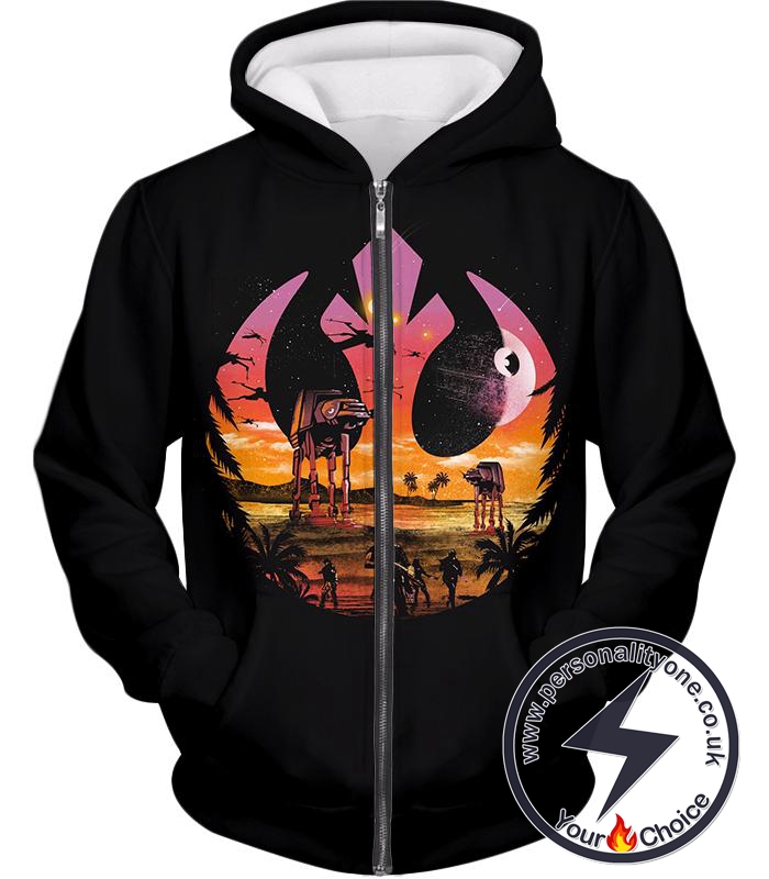 Star Wars Awesome Star Wars Rebel Alliance Logo Promo Black Zip Up Hoodie